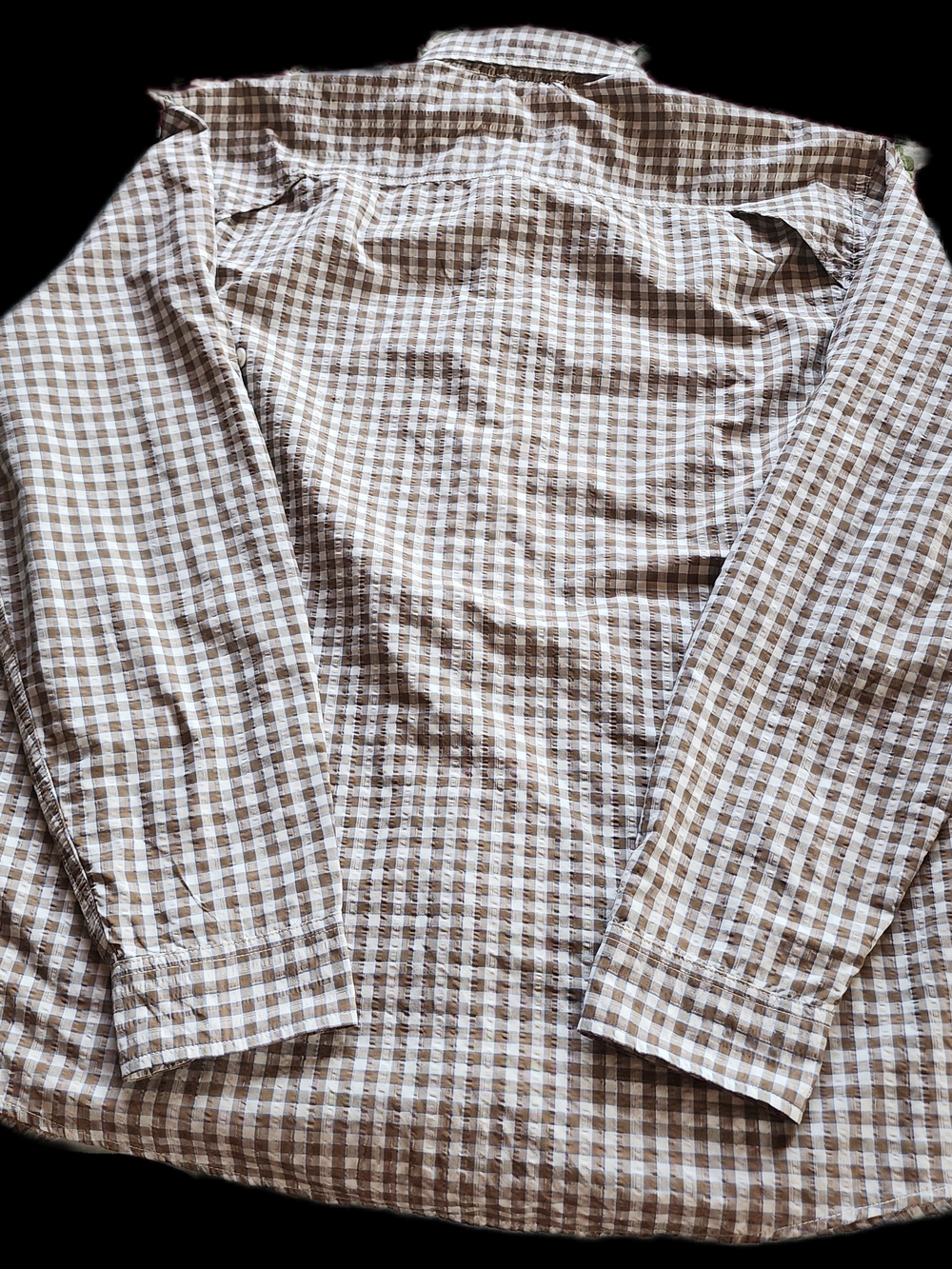 Eddie Bauer Brown and White Gingham Button-Down Shirt